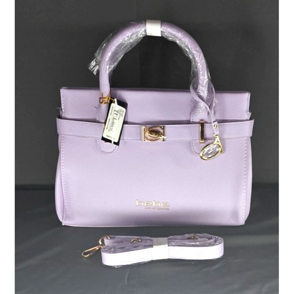 NWT Bebe Evie Textured Lilac Purple Satchel Handbag RV $109